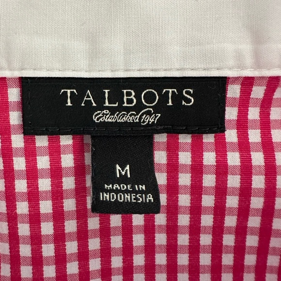 Talbots Red and White 3/4 Sleeve Fitted Button Down Shirt (851) - Picture 11 of 12